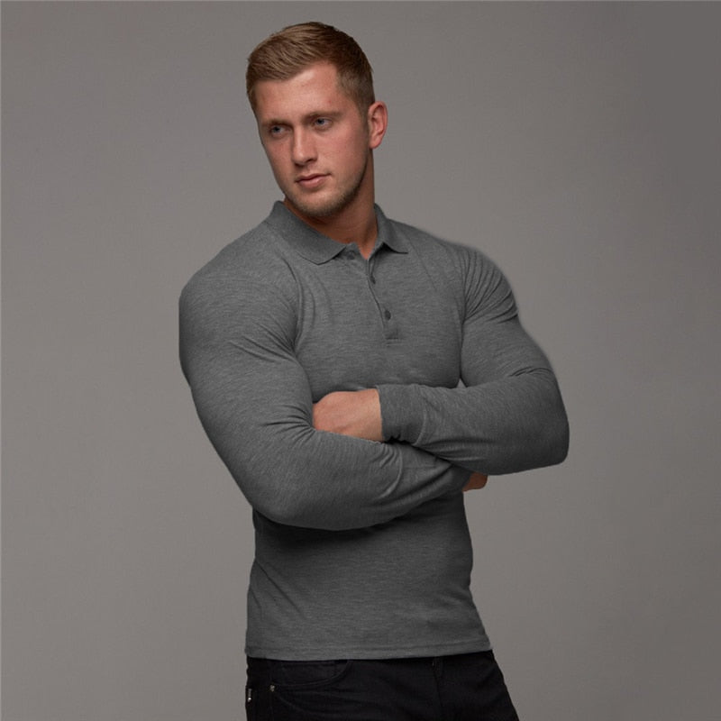 New Brand Cotton Breathable Men's Polo Shirt Fitness Men Cotton Long Sleeve Poloshirt Brands Clothing Autumn Mens Polo Shirts