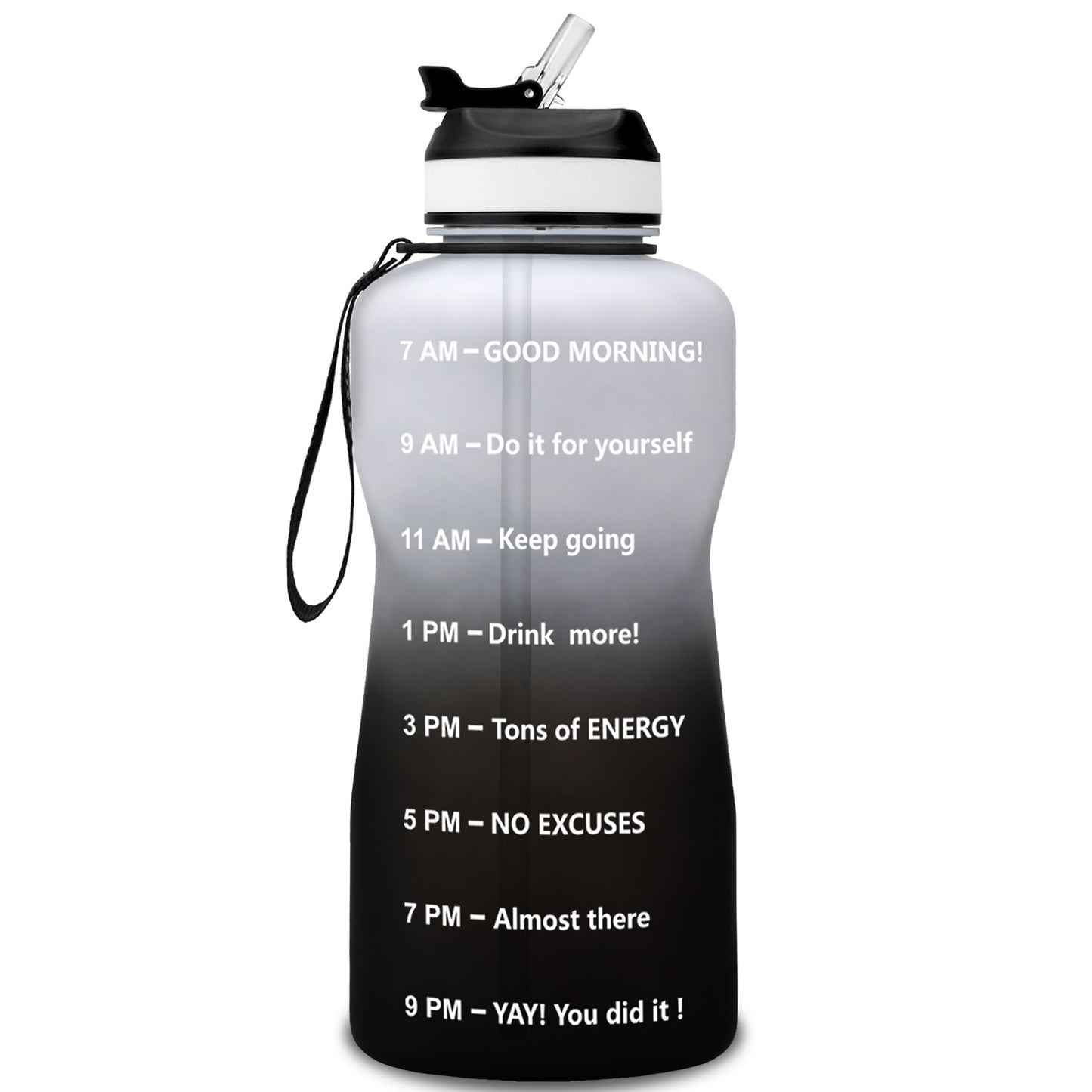 QuiFit 2L 1.3L 64OZ 43oz Tritan Water Bottle With Straw & Time Markings BPA Free Portable Protein Shaker Sports GYM Drinking Jug