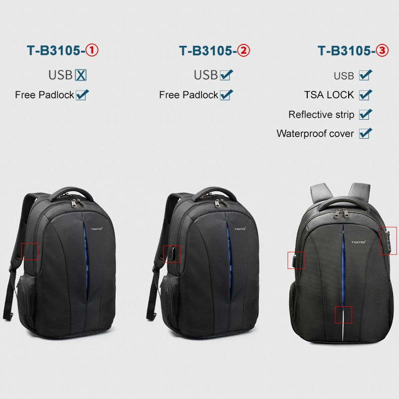 Tigernu Splashproof 15.6inch Laptop Backpack NO Key TSA Anti Theft Men Backpack Travel Teenage Backpack bag male bagpack mochila.