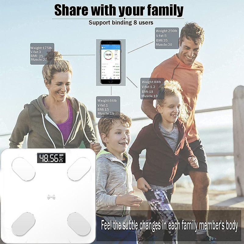Bluetooth Body Fat Scale BMI Scale Smart Electronic Scales LCD Digital Bathroom Weight Scale Balance Body Composition Analyzer.