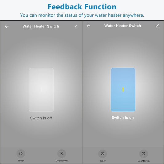 Tuya Smart Life WiFi Boiler Water Heater Switch Black 4400W App Remote Control Timer Voice Control Google Home Alexa Echo Dot.