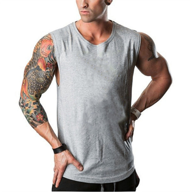 Plain Bodybuilding Stringer Tank Tops Men Workout Hooded Shirt Fitness Tank Top Men Gym Clothing Cotton Vest Hoodies