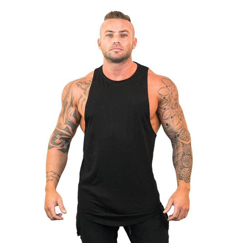 Plain Bodybuilding Stringer Tank Tops Men Workout Hooded Shirt Fitness Tank Top Men Gym Clothing Cotton Vest Hoodies