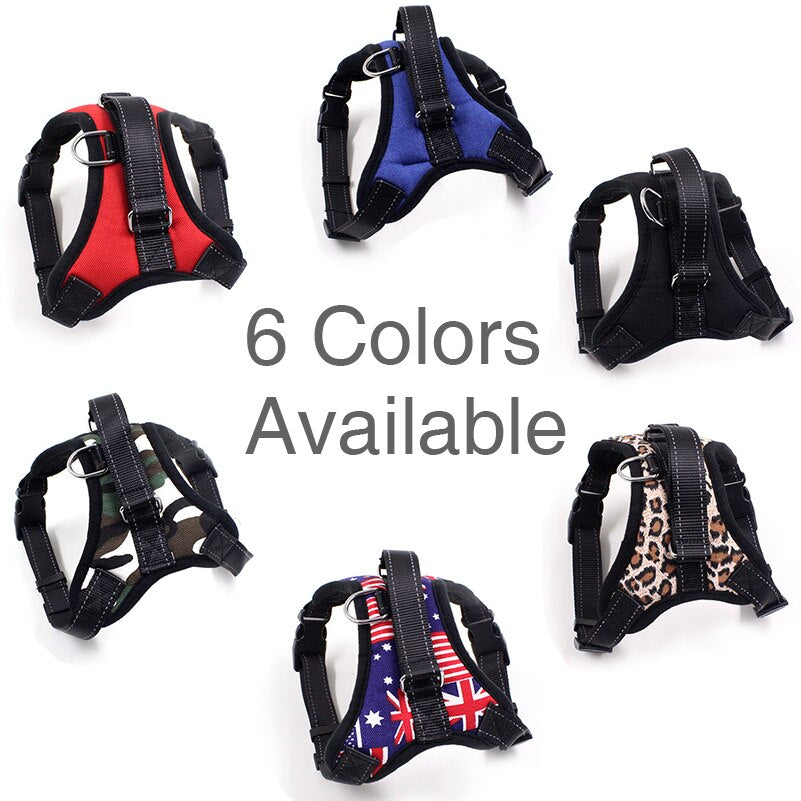 Reflective Dog Harness Adjustable Nylon K9 Harness Collar Leash Dog Leads for Small Large Dogs Walking Running Pets Accessories