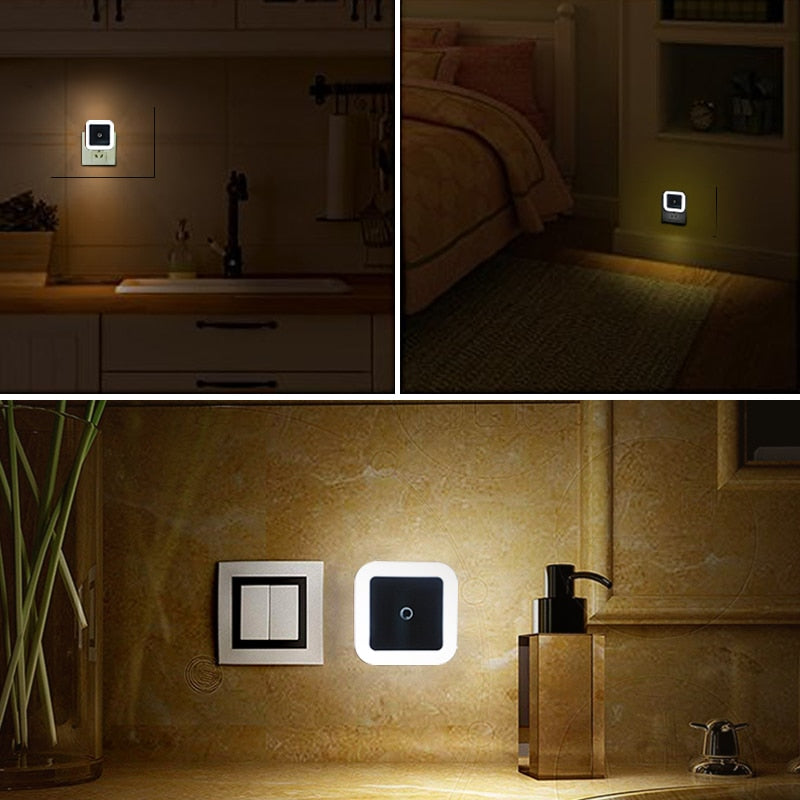 LED Night Light Mini Light Sensor Control 110V 220V EU US Plug Nightlight Lamp For Children Kids Living Room Bedroom Lighting.