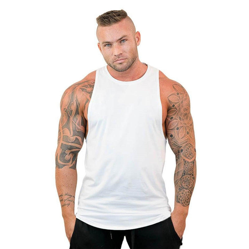 Plain Bodybuilding Stringer Tank Tops Men Workout Hooded Shirt Fitness Tank Top Men Gym Clothing Cotton Vest Hoodies