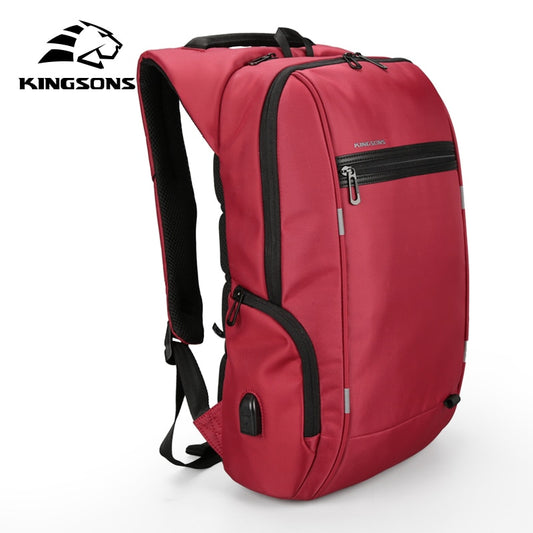 Kingsons 15"17"  Laptop Backpack External USB Charge Computer Backpacks Anti-theft Waterproof Bags for Men Women.