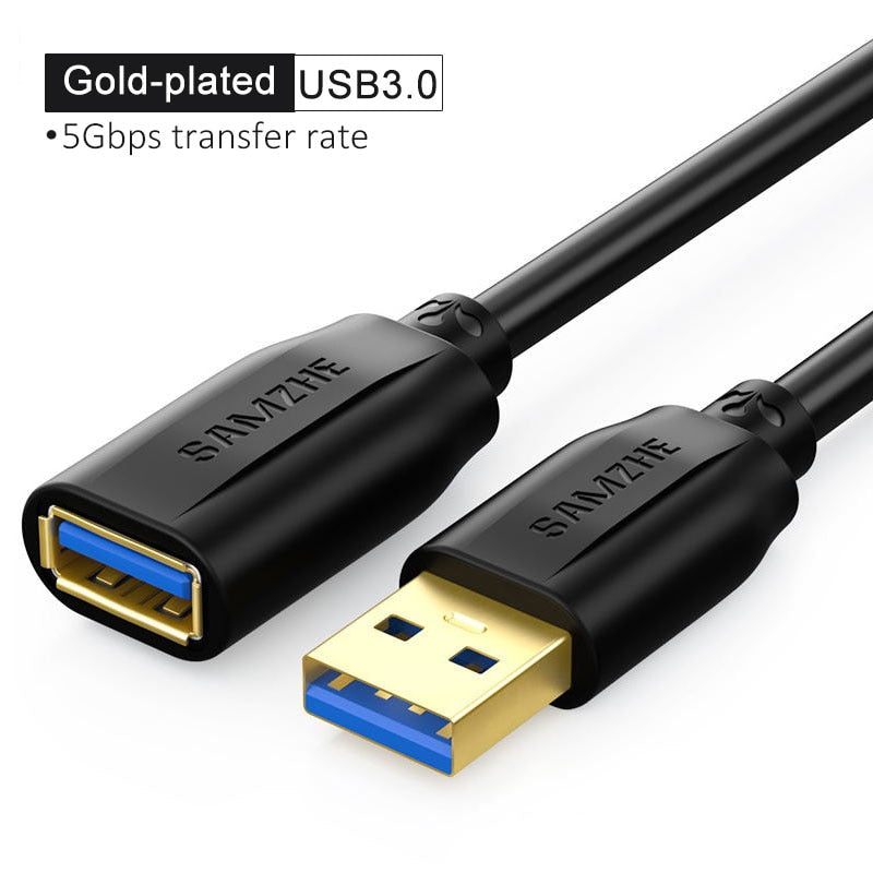 SAMZHE USB 3.0 Extension Male to Female 2.0 Extender Cable For PC TV PS4 Computer Laptop Extender.