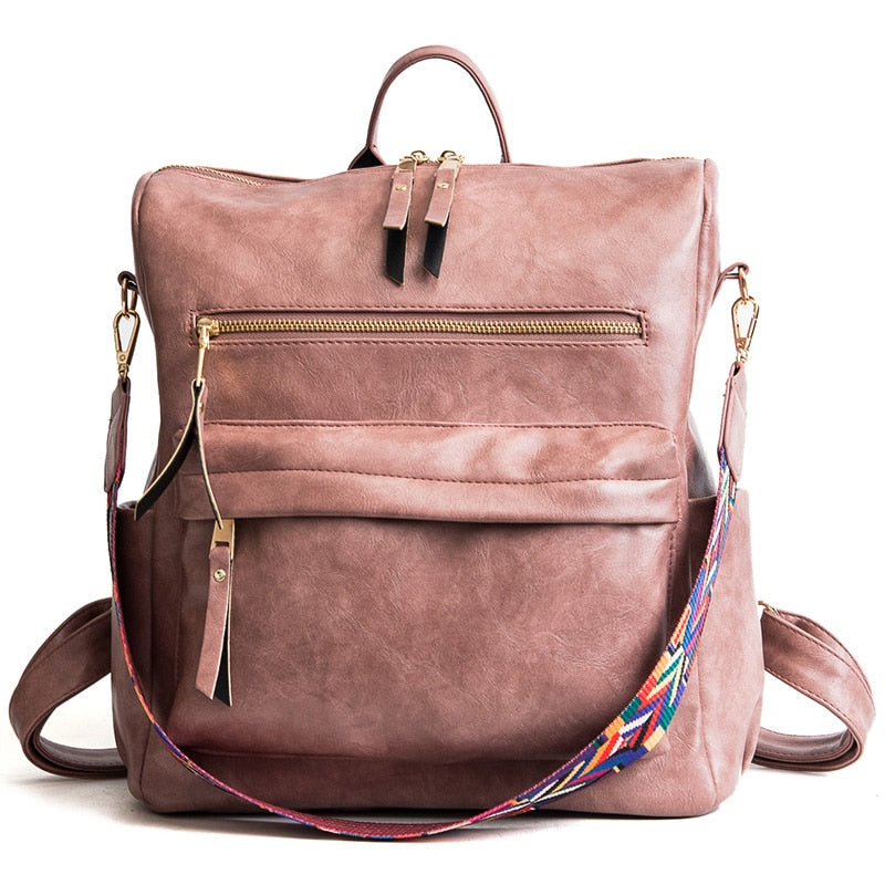 Retro Large capacity Backpack Women PU Leather Rucksack Women's Knapsack Travel Backpacks Shoulder School Bags Mochila Back Pack