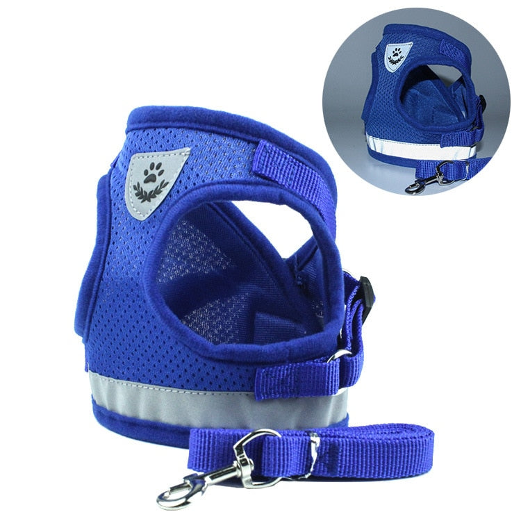 Dog Harness with Leash Summer Pet Adjustable Reflective Vest Walking Lead for Puppy Polyester Mesh Harness for Small Medium Dog.