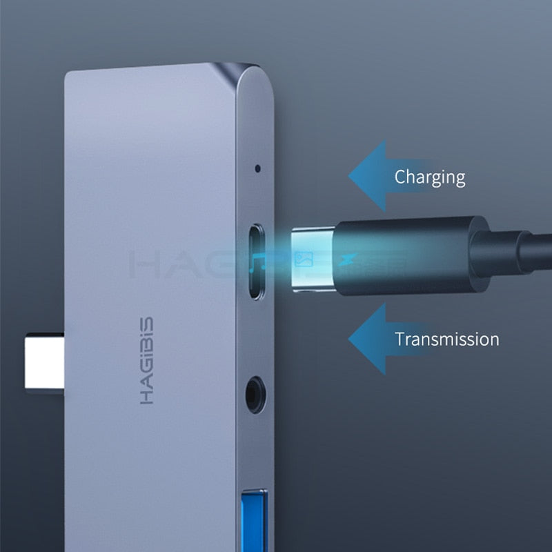Hagibis USB C HUB TYPE-C to HDMI-compatible Adapter 3.5mm Audio PD Charging USB 3.0 Port Converter for iPad Pro Macbook Laptop