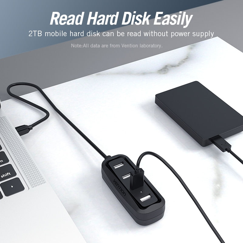 Vention USB 2.0 HUB 4 Port with LED Multi USB Splitter for Lenovo Xiaomi Macbook Pro Air Computer Accessories Laptop HUB USB 2.0.