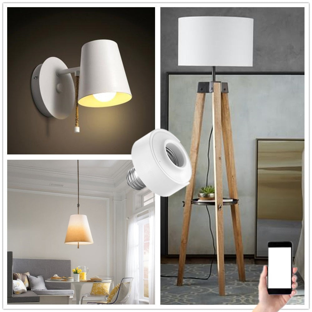 Tuya Smart WiFi Light Socket Lamp Holder for Led Bulb E27 E26 Google Home Echo Alexa Voice Control, Remote Control ON OFF.