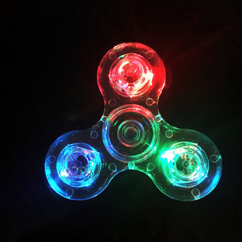 Creative Luminous LED Light Fidget Spinner Transparent Colorful Stress Relief Hand Spinner Glow In The Dark Anti-stress Toy Gift