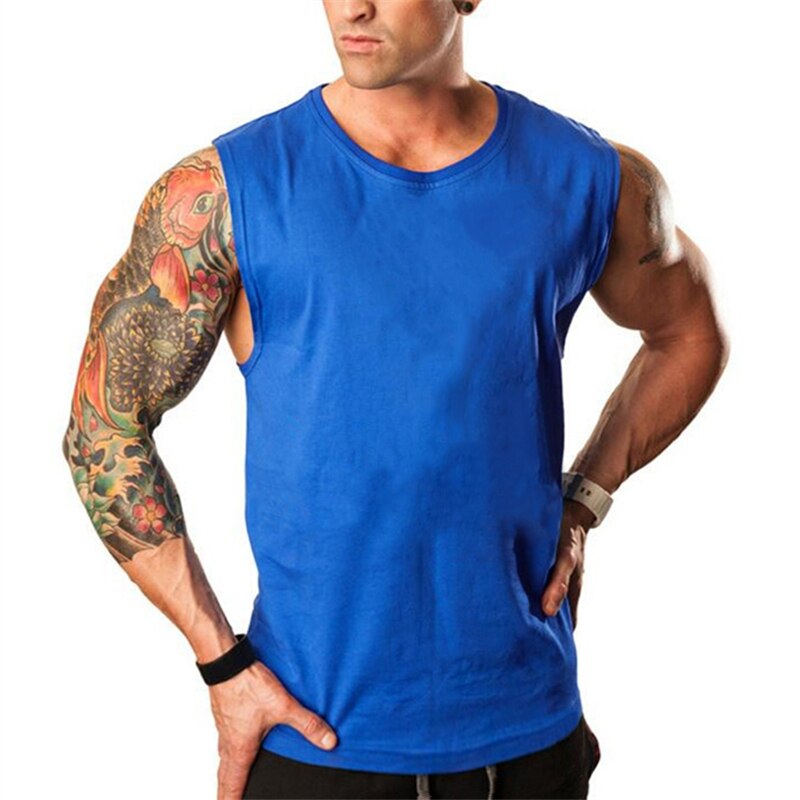 Plain Bodybuilding Stringer Tank Tops Men Workout Hooded Shirt Fitness Tank Top Men Gym Clothing Cotton Vest Hoodies