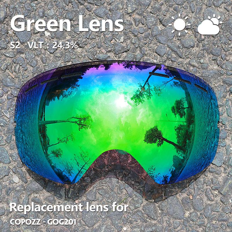 COPOZZ 201 lens Ski Goggles Lens For Anti-fog UV400 Big Spherical Ski Glasses Snow Goggles Eyewear Lenses Replacement(Lens Only).