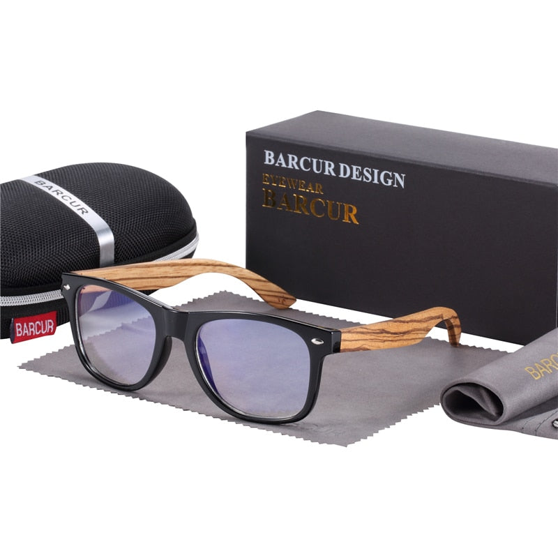 BARCUR Wood Anti Blue Ray Glasses Computer Glasses Optical Eye UV Blocking Gaming Filter Eyewear