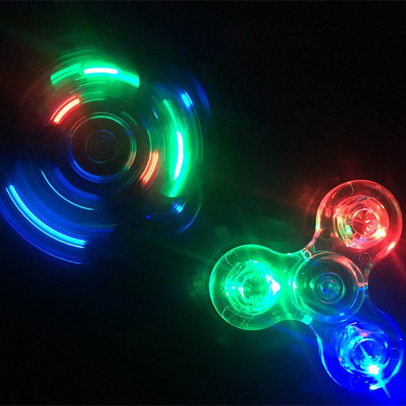 Creative Luminous LED Light Fidget Spinner Transparent Colorful Stress Relief Hand Spinner Glow In The Dark Anti-stress Toy Gift