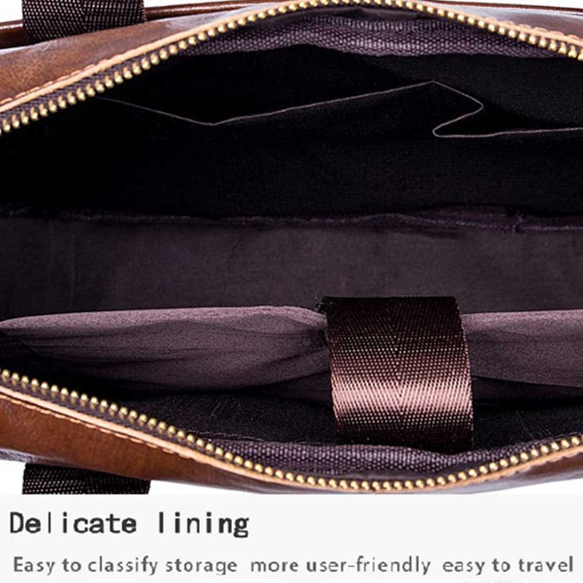 Men Briefcases Lawyer Genuine Leather Handbag Vintage Laptop Briefcase Male Computer Shoulder Bags Casual Men's Bag Documents.