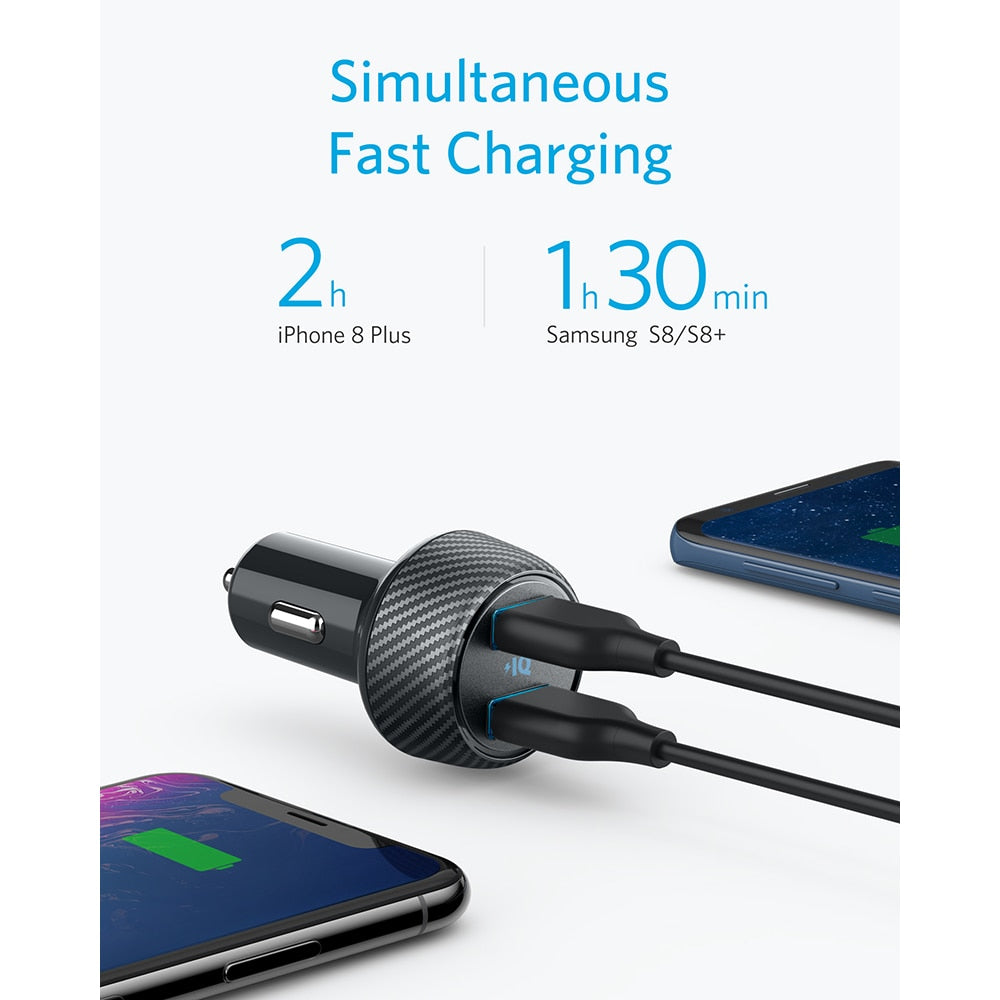 Anker 30W Dual USB Fast Charger,Compatible with Quick Charge Devices,PowerDrive Speed 2 with PowerIQ 2.0 for Galaxy iPhone etc.