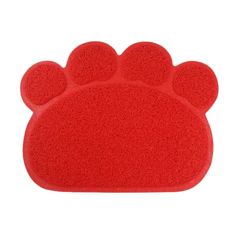 Paw Shaped Cat Litter Mat Litter Trapping Pad Waterproof PVC Pet Dog Food Mats Feeding Placemat Easy Washing Non-slip Floor Pads