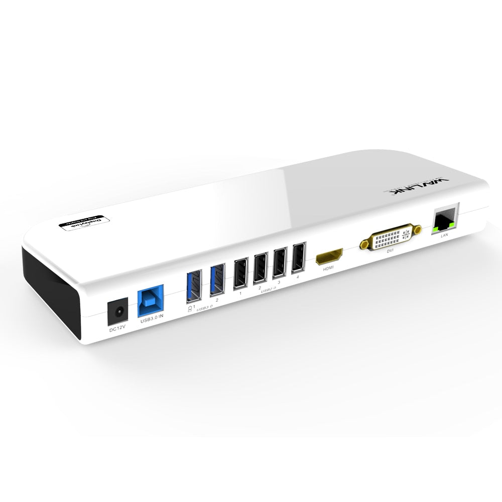 USB 3.0 Universal Docking Station Dual Video Monitor Display HDMI-/DVI/VGA Gigabit Ethernet Audio 6 USB Ports For Laptop Tablet