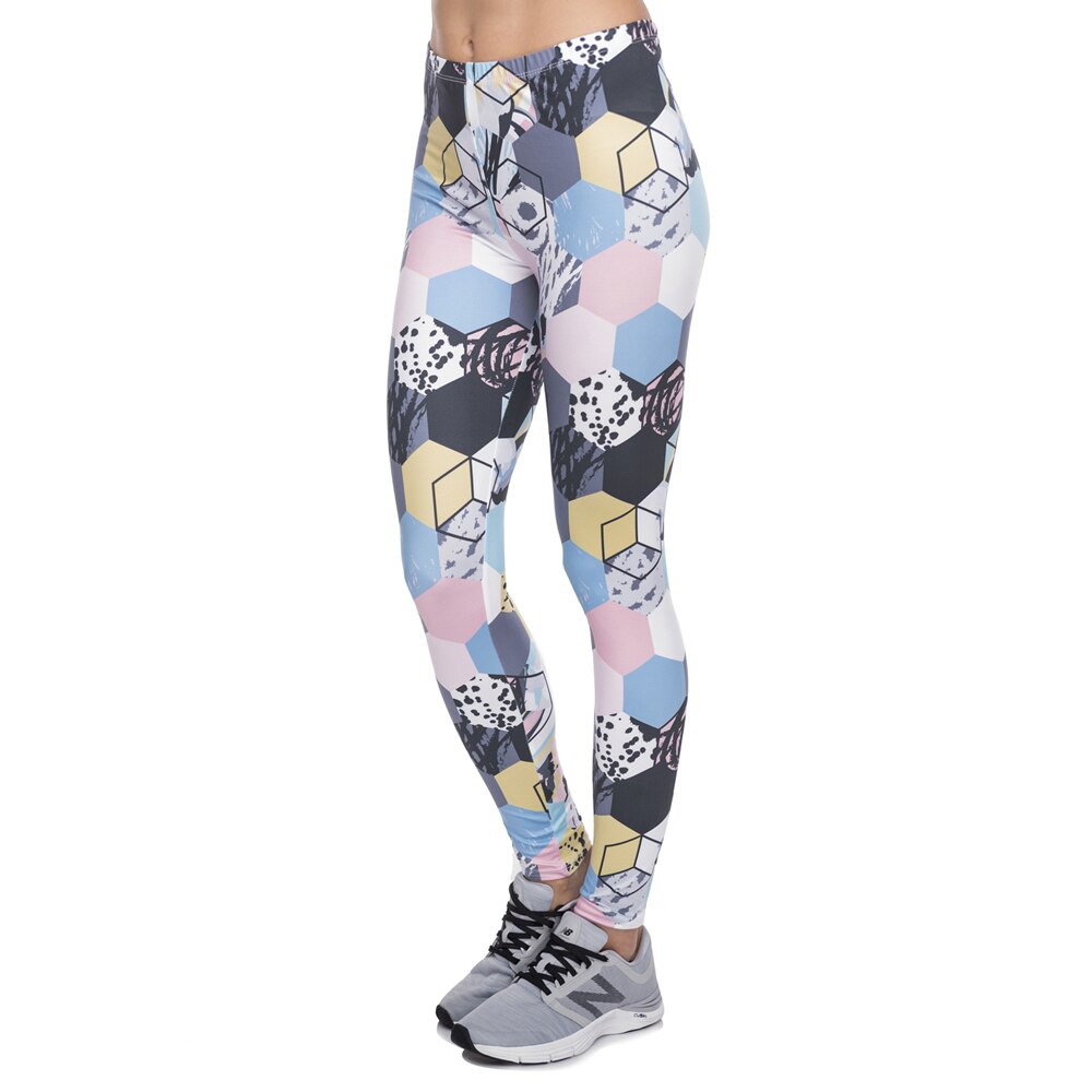 Hot Sale leggins mujer colorful honeycomb Printing legging fitness feminina leggins Woman Pants workout leggings