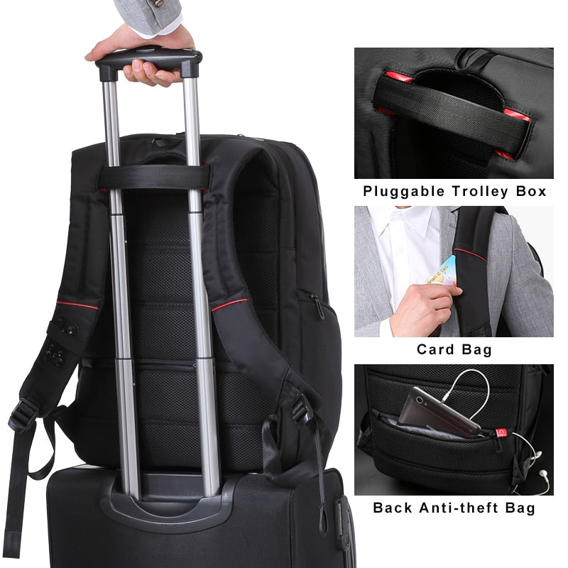 Kingsons 15"17"  Laptop Backpack External USB Charge Computer Backpacks Anti-theft Waterproof Bags for Men Women.