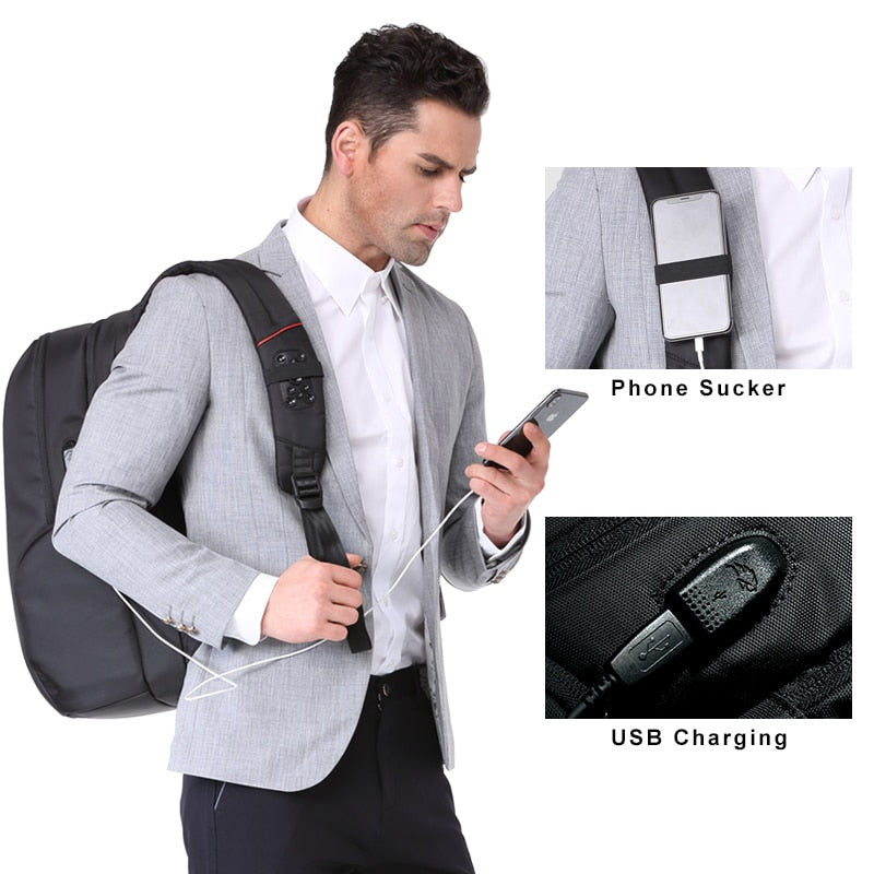 Kingsons 15"17" Laptop Backpack External USB Charge Computer Backpacks Anti-theft Waterproof Bags for Men Women.
