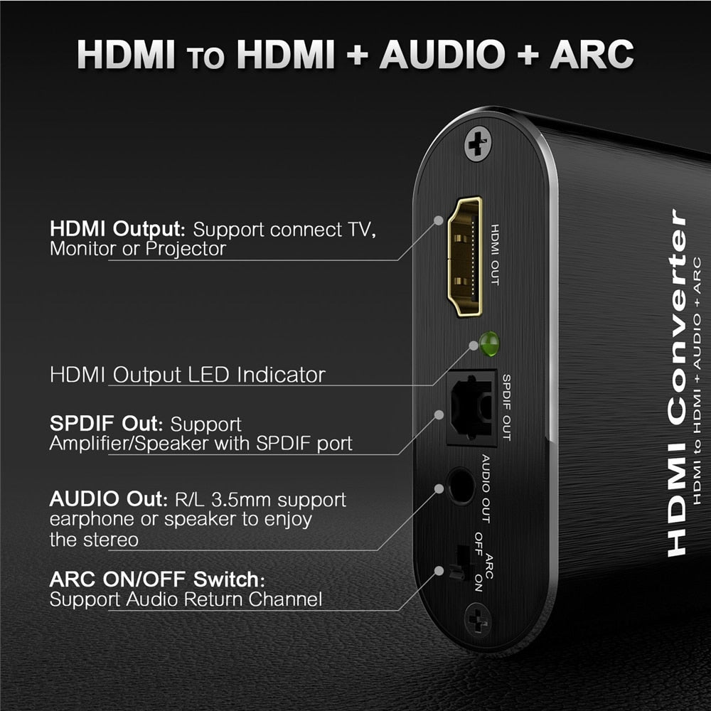 4K HDMI Audio Extractor 5.1 extractor HDMI-compatible splitter HD To Audio Extractor Optical TOSLINK SPDIF.