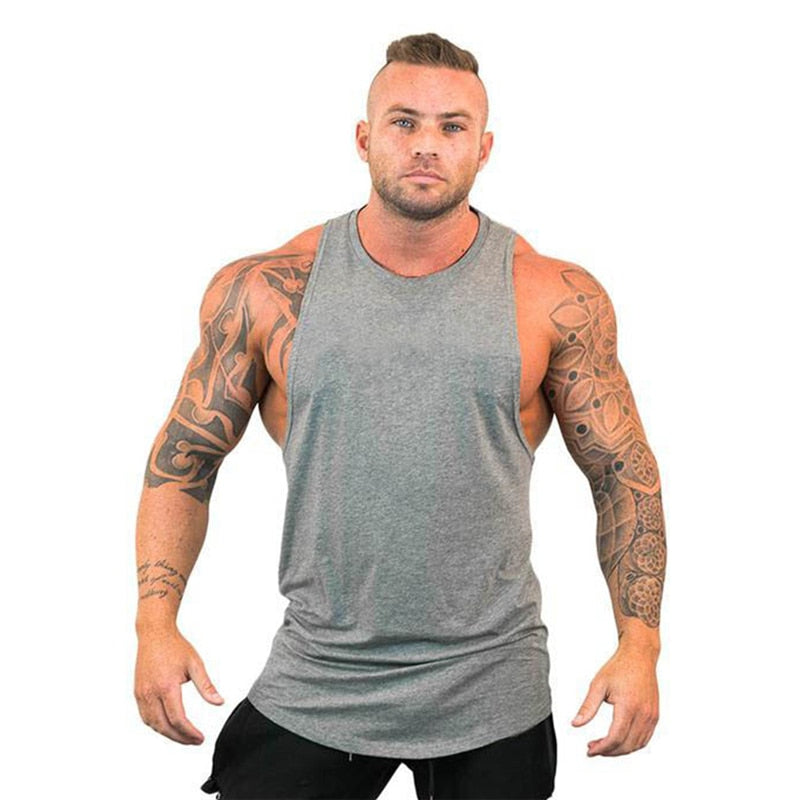 Plain Bodybuilding Stringer Tank Tops Men Workout Hooded Shirt Fitness Tank Top Men Gym Clothing Cotton Vest Hoodies
