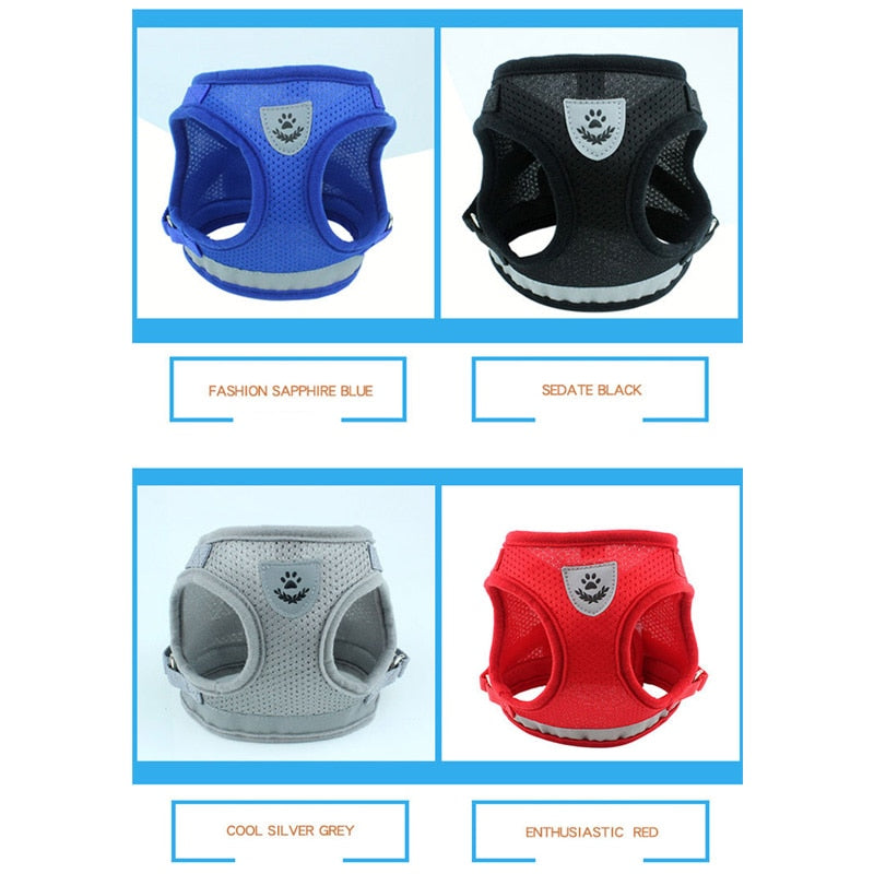 Dog Harness with Leash Summer Pet Adjustable Reflective Vest Walking Lead for Puppy Polyester Mesh Harness for Small Medium Dog.