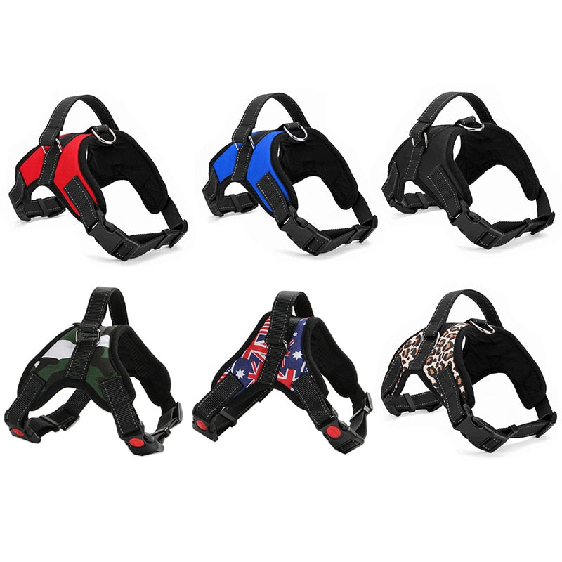 Reflective Dog Harness Adjustable Nylon K9 Harness Collar Leash Dog Leads for Small Large Dogs Walking Running Pets Accessories