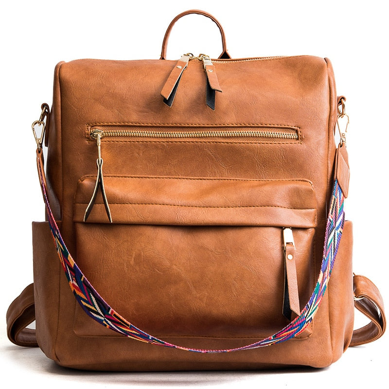 Retro Large capacity Backpack Women PU Leather Rucksack Women's Knapsack Travel Backpacks Shoulder School Bags Mochila Back Pack