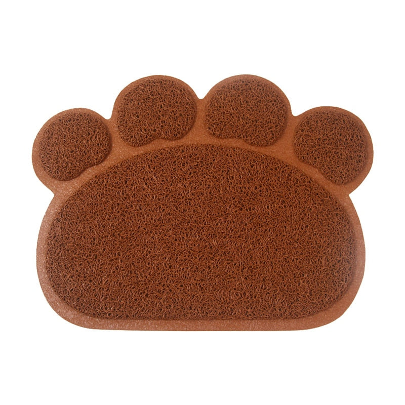 Paw Shaped Cat Litter Mat Litter Trapping Pad Waterproof PVC Pet Dog Food Mats Feeding Placemat Easy Washing Non-slip Floor Pads