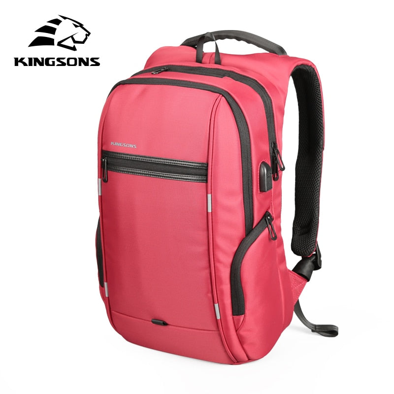 Kingsons 15"17"  Laptop Backpack External USB Charge Computer Backpacks Anti-theft Waterproof Bags for Men Women.