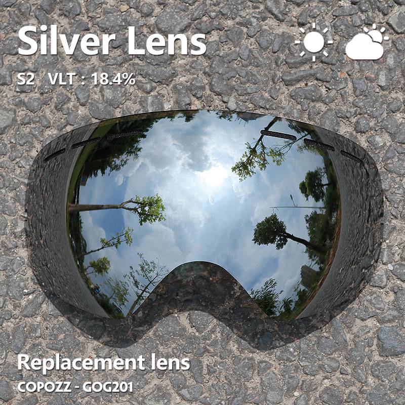 COPOZZ 201 lens Ski Goggles Lens For Anti-fog UV400 Big Spherical Ski Glasses Snow Goggles Eyewear Lenses Replacement(Lens Only).