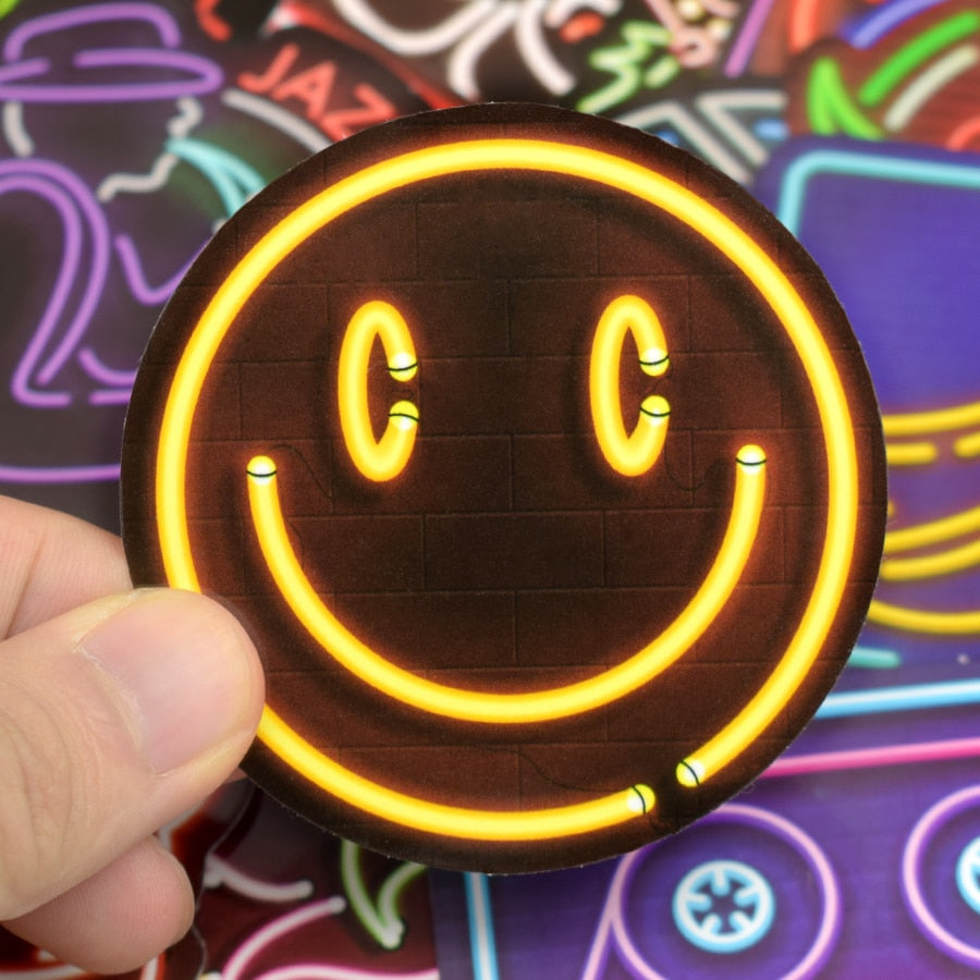 50 PCS Neon Stickers Gift Toys for Children Anime Cute Sticker to Laptop Skateboard Phone Guitar Suitcase Fridge Bike Car Decals.