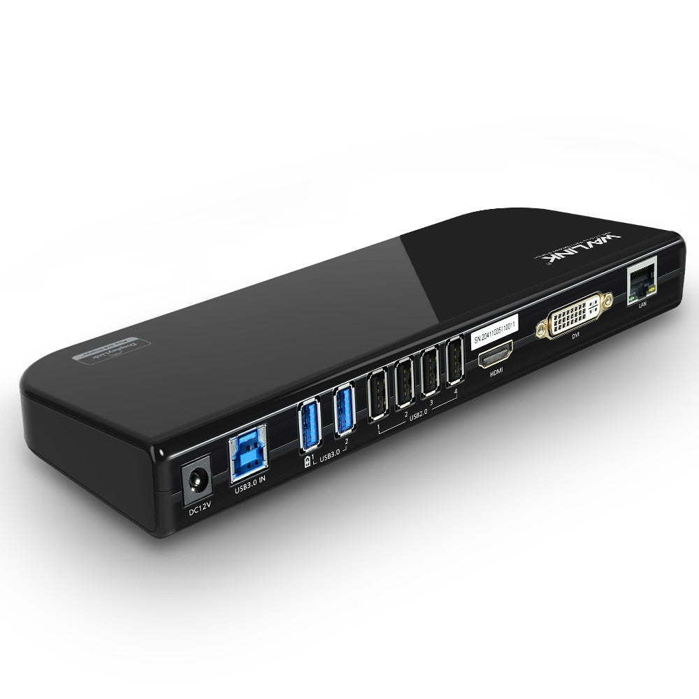 USB 3.0 Universal Docking Station Dual Video Monitor Display HDMI-/DVI/VGA Gigabit Ethernet Audio 6 USB Ports For Laptop Tablet