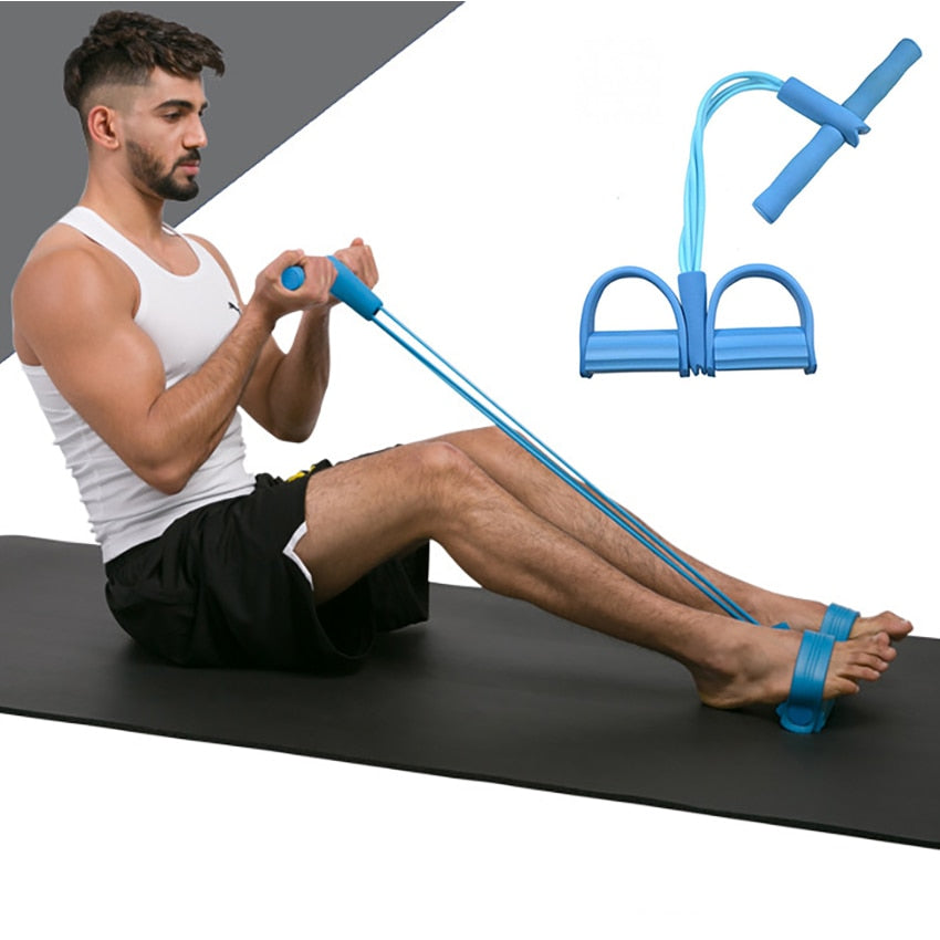 Fitness Resistance Bands 4 Tube Strong Latex Elastic Pedal Exerciser Pilates yoga fitness equipment
