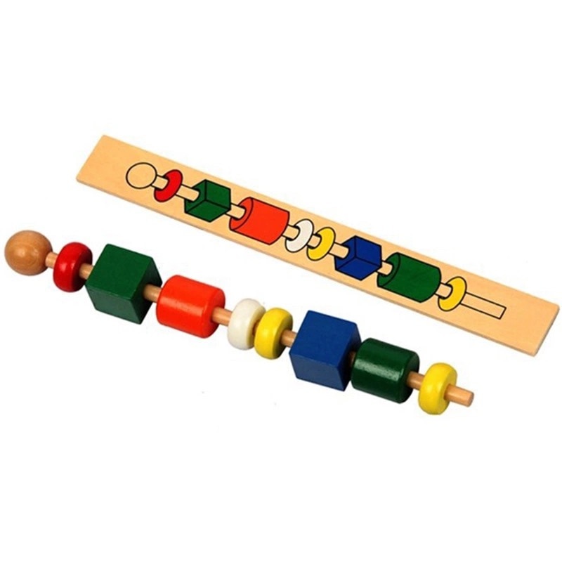 Kids Montessori Toys Colorful Wood Blocks Beading Games for Infant Learning Shape Color Cognitive Gifts Boys Girls Bead Stick