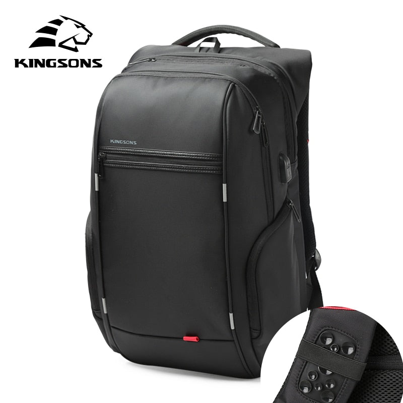 Kingsons 15"17" Laptop Backpack External USB Charge Computer Backpacks Anti-theft Waterproof Bags for Men Women.