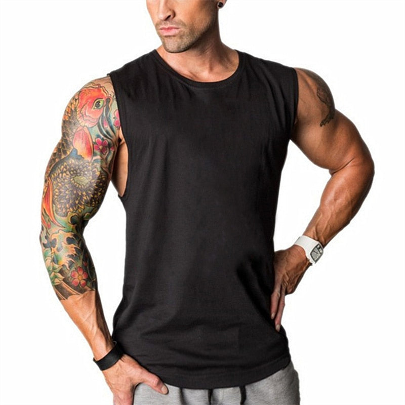 Plain Bodybuilding Stringer Tank Tops Men Workout Hooded Shirt Fitness Tank Top Men Gym Clothing Cotton Vest Hoodies