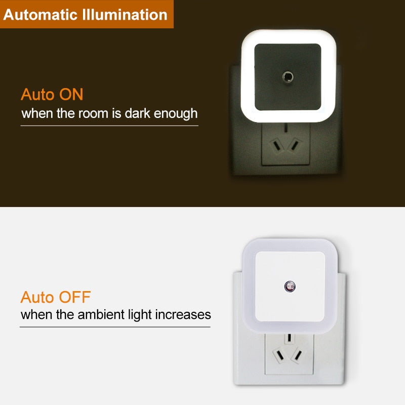 LED Night Light Mini Light Sensor Control 110V 220V EU US Plug Nightlight Lamp For Children Kids Living Room Bedroom Lighting.