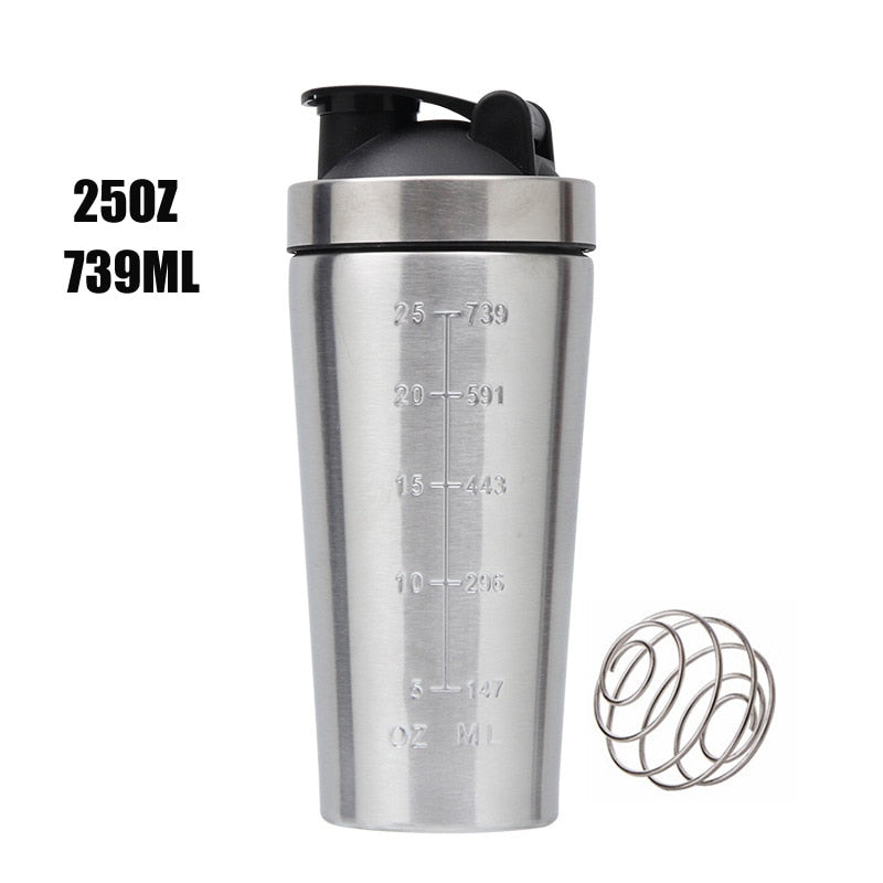 1000ML Big Volume Portable Stainless Steel Shaker With Shake Ball GYM Nutrition Protein Powder Water Bottles