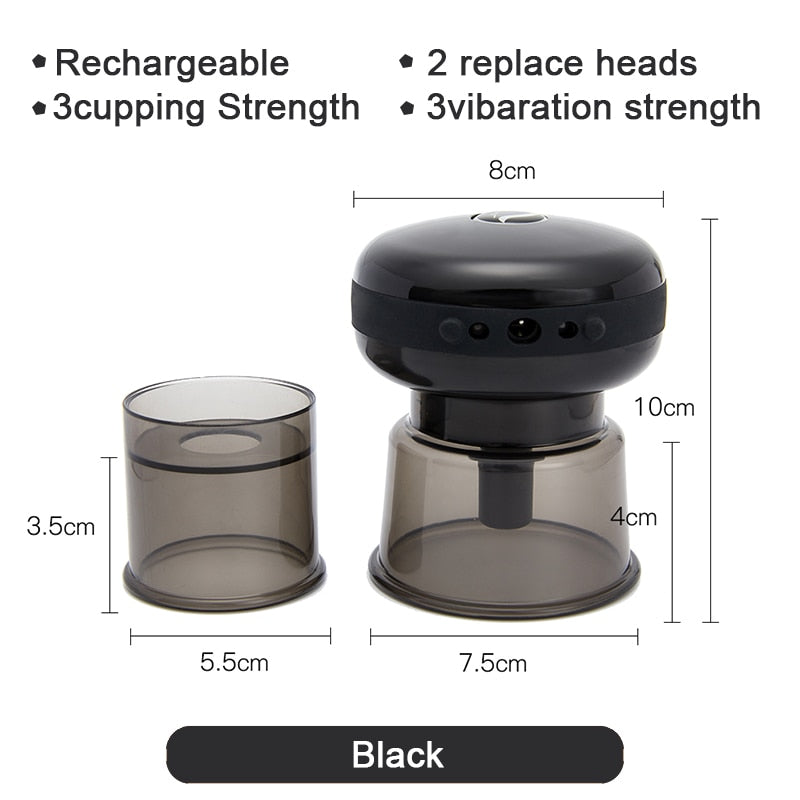 Smart Vacuum Suction Cup Cupping Therapy Massage Jars Anti-Cellulite Massager Body Cups Rechargeable Fat Burning Slimming Device.