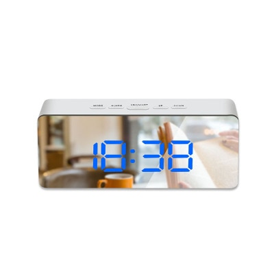 LED Mirror Alarm Clock Digital Snooze Table Clock Wake Up Light Electronic Large Time Temperature Display Home Decoration Clock.
