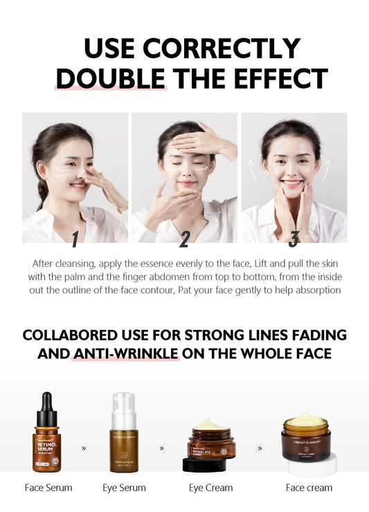VIBRANT GLAMOUR Retinol Face Cream Face Serum 2 PCS/Set Firming Lifting Anti-Aging Reduce Wrinkle Fine Lines Facial Skin Care