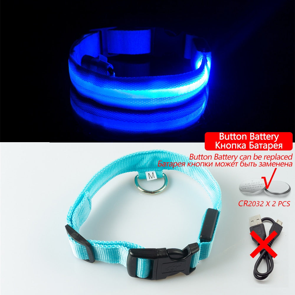 USB Charging/Battery replacement Led Dog Collar Anti-Lost Collar For Dogs Puppies Dog Collars Leads LED Supplies Pet Products.