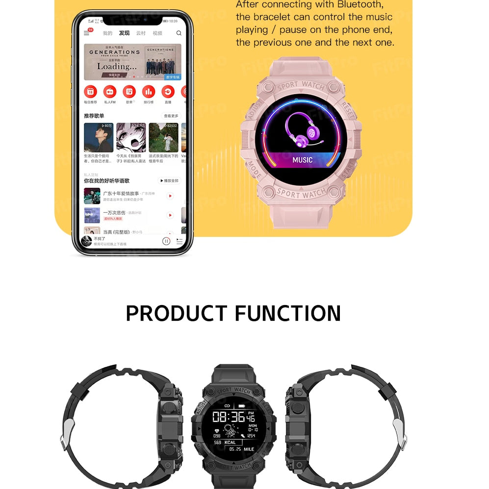 Smart Watch Men Women Touch Screen Sports Fitness Bracelets Wristwatch Waterproof Bluetooth For Android Ios FD68S Smartwatch Men